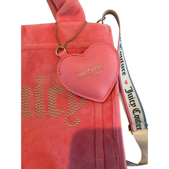 Juicy Couture Pink Velour Tote Crossbody Logo Bag Y2K - Picture 3 of 16
